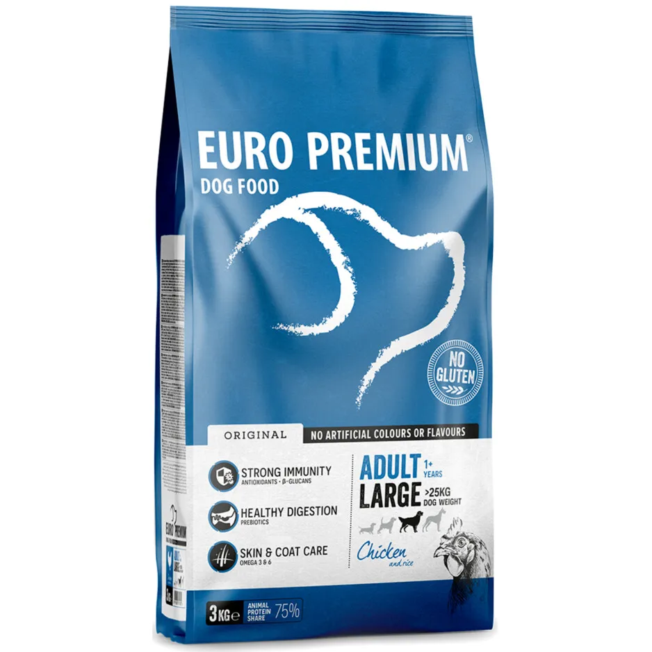 Euro Premium Adult Large kip & rijst hondenvoer 3 kg, foto 3