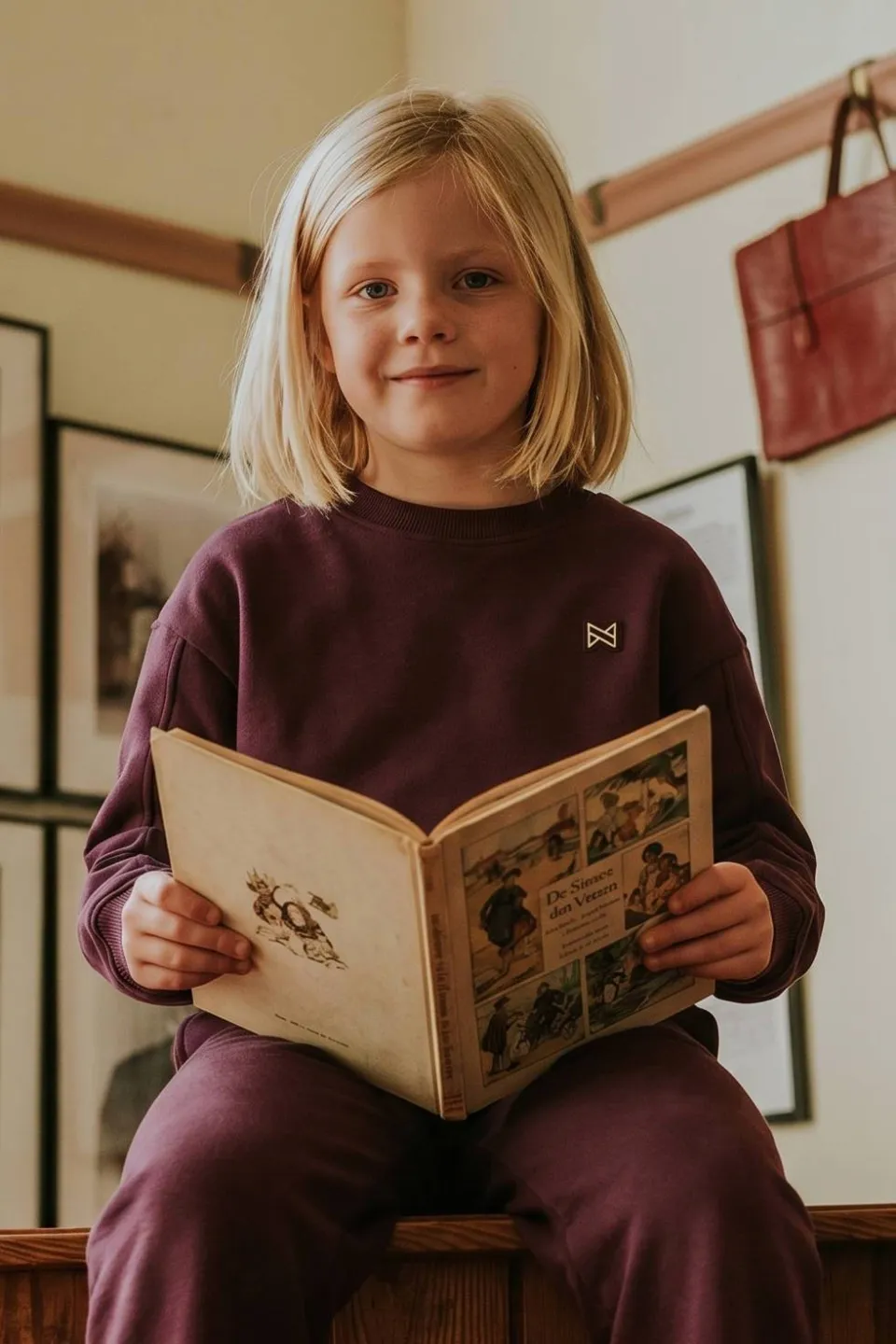 Koko Noko rechtvallende sweater - donkerpaars Effen, foto 3