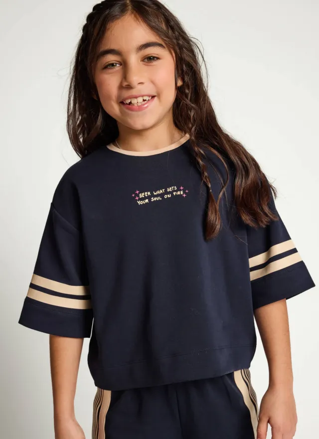 LOOXS little boxy t-shirt met tekst donkerblauw