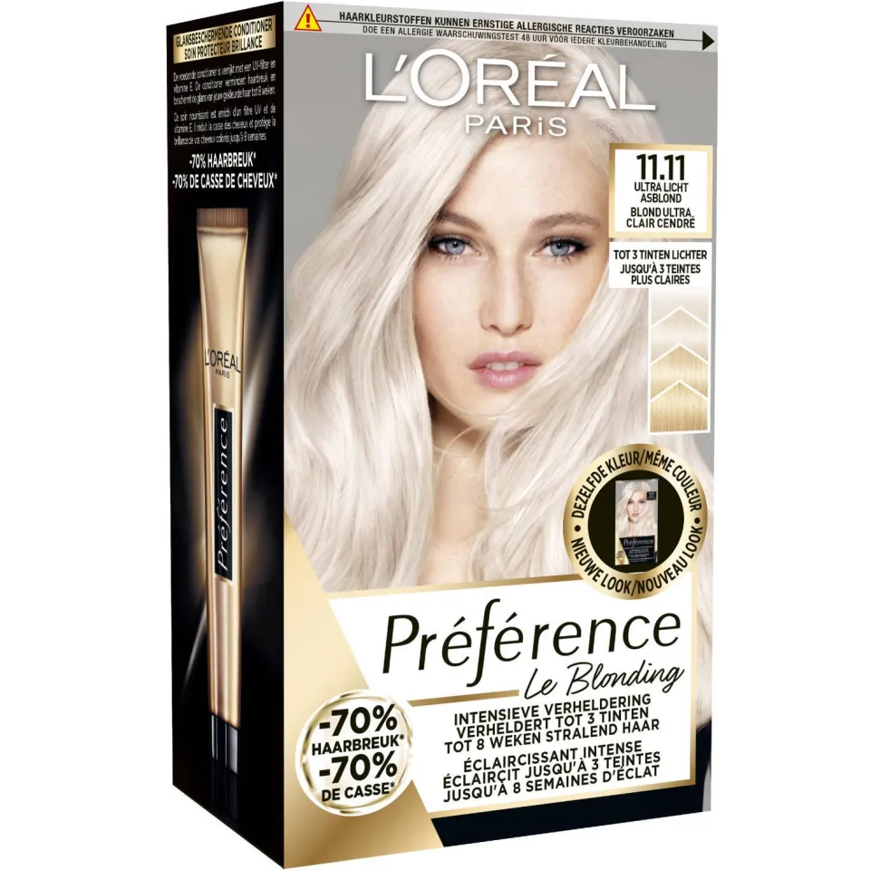 L'oréal Préférence Le Blonding haarkleuring 11.11 Ultra Licht Asblond, foto 6