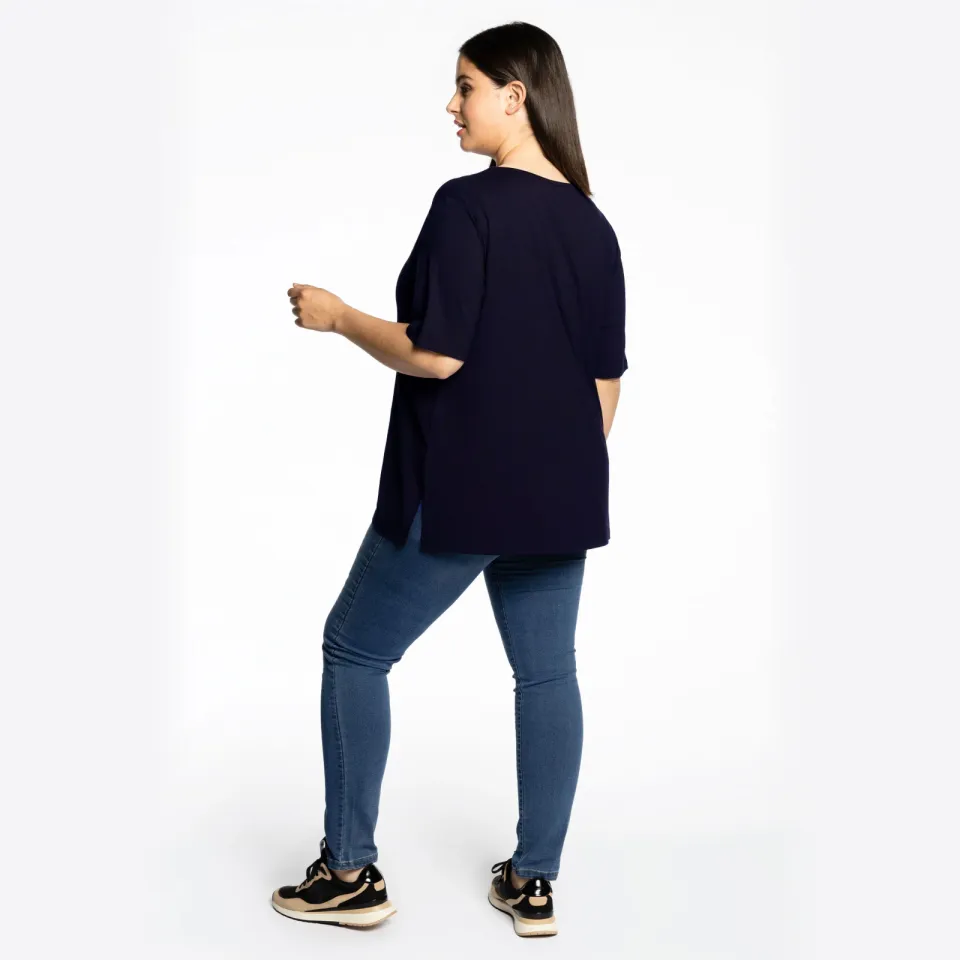 Yoek A-lijn t-shirt donkerblauw blauw, foto 4