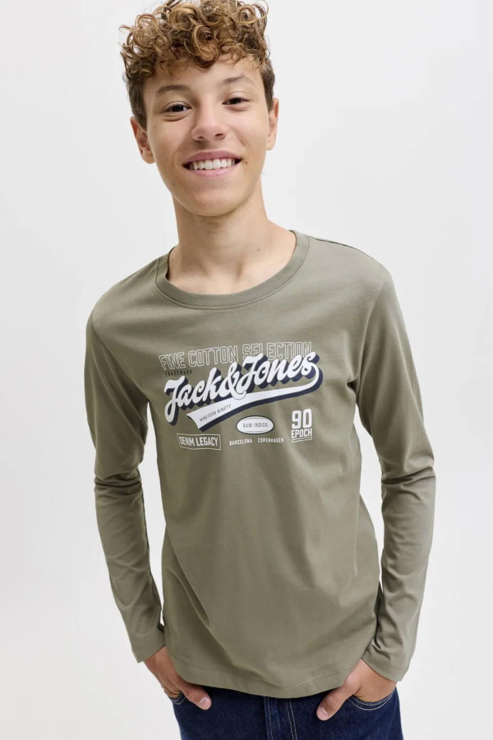 Jack & Jones Junior longsleeve met logo grijsgroen, foto 4
