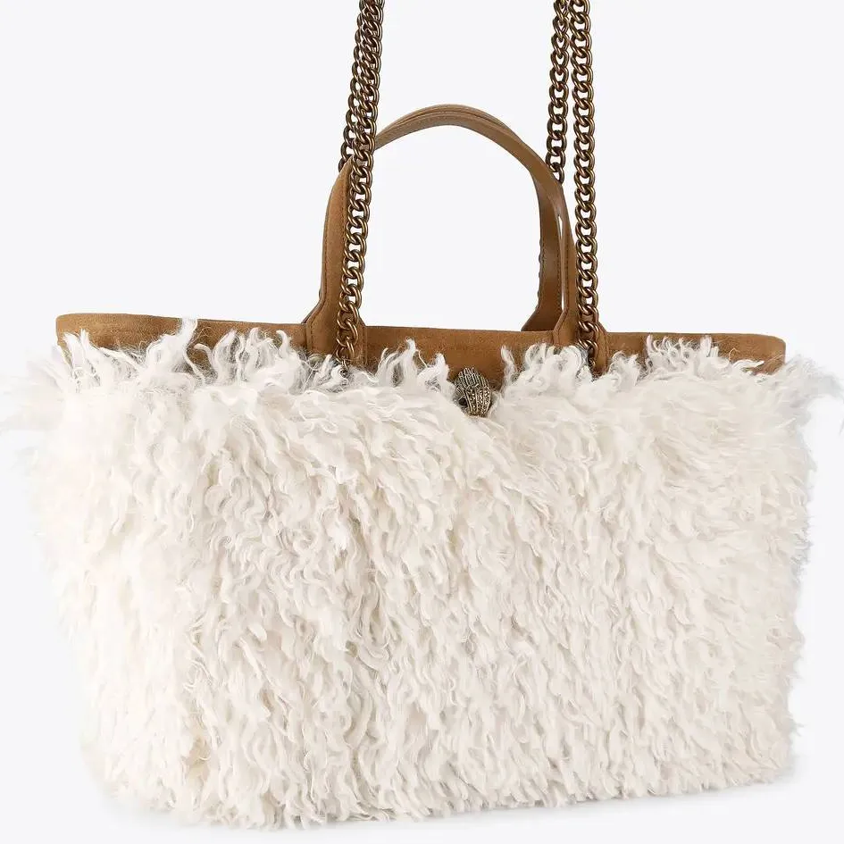 Kurt Geiger shopper Hoxton van imitatiebont ecru, foto 3