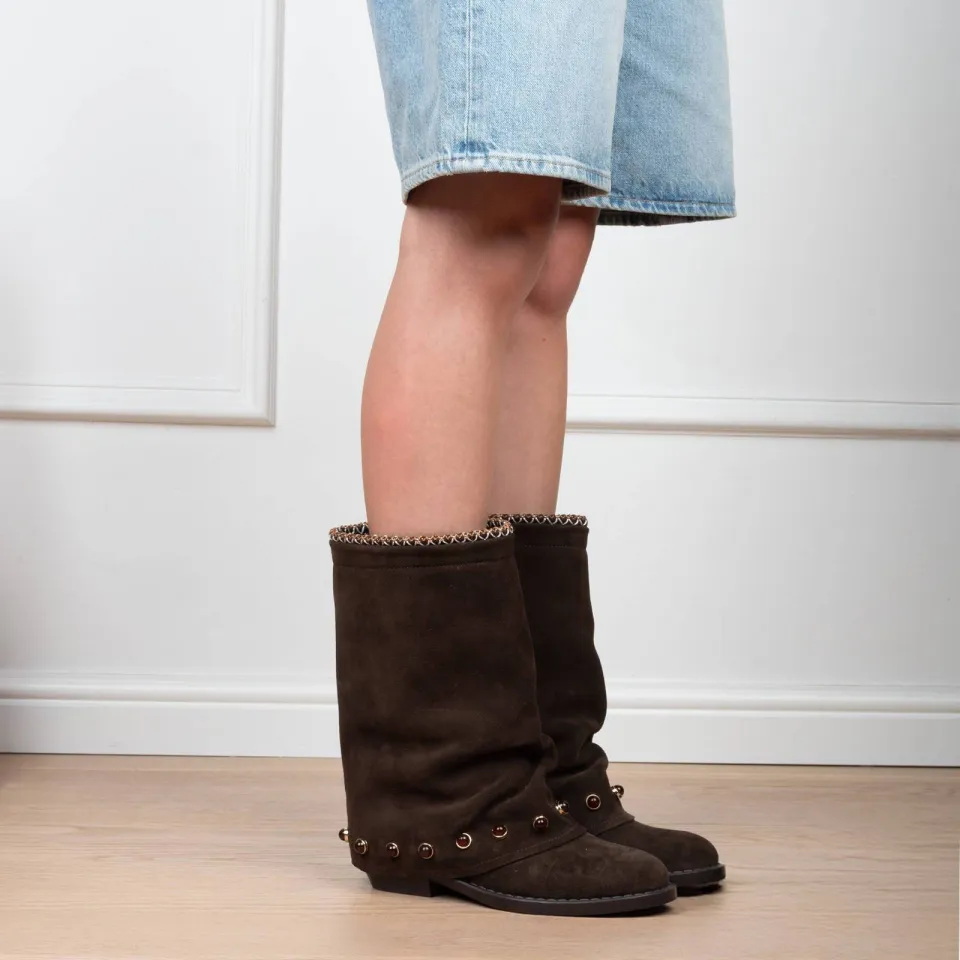 Haboob Camille suède laarzen met studs - bruin, foto 5