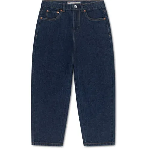 Levi's Kids Baggy Barrel Jeans Blauw Meisjes Denim Effen Dark blue denim