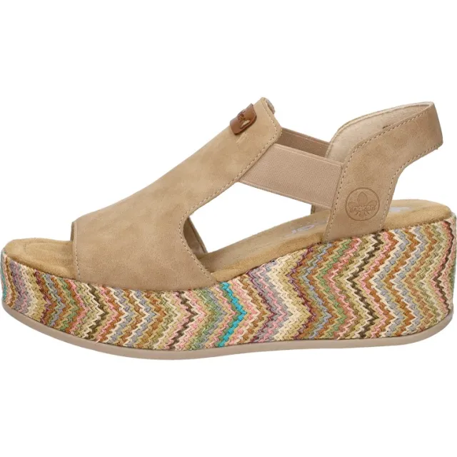 Rieker sandaal met sleehak beige, foto 2
