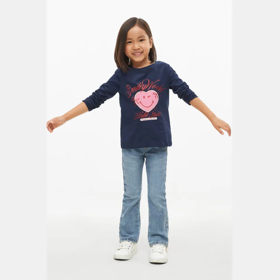 S.Oliver longsleeve met glitters en print donkerblauw, foto 3