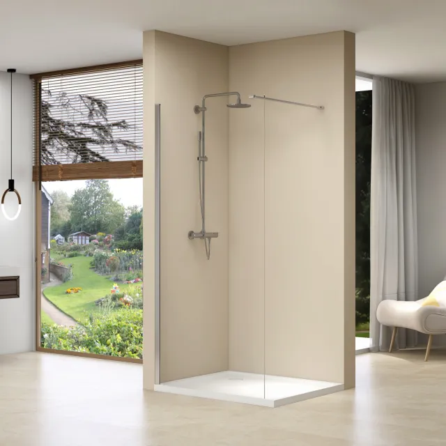 Van Rijn Inloopdouche Van Rijn ST01 80x200 cm Helder Glas 8 mm Met Stabilisatiestang Chroom