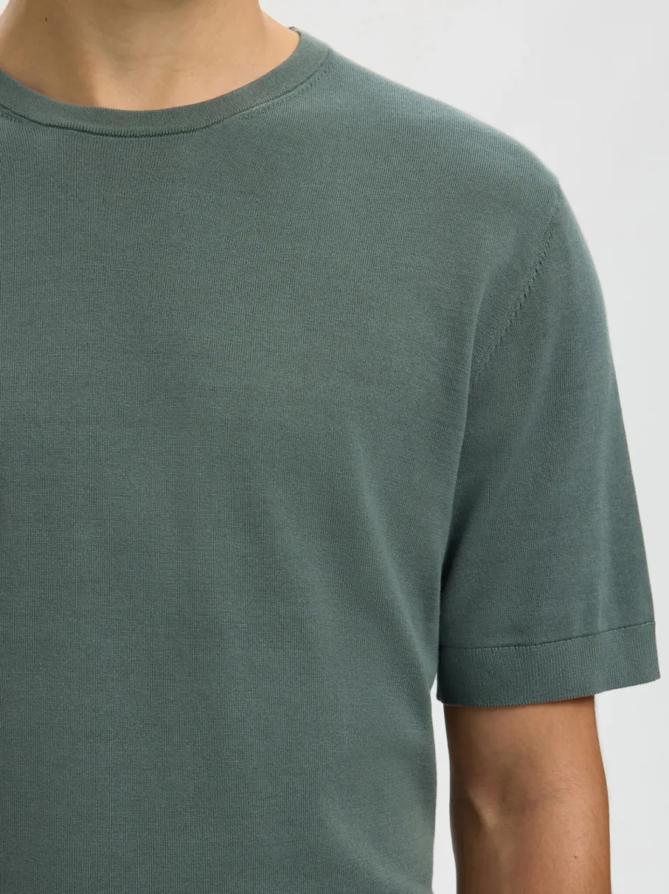 Selected regular T-shirt groen fijn gebreid, foto 7