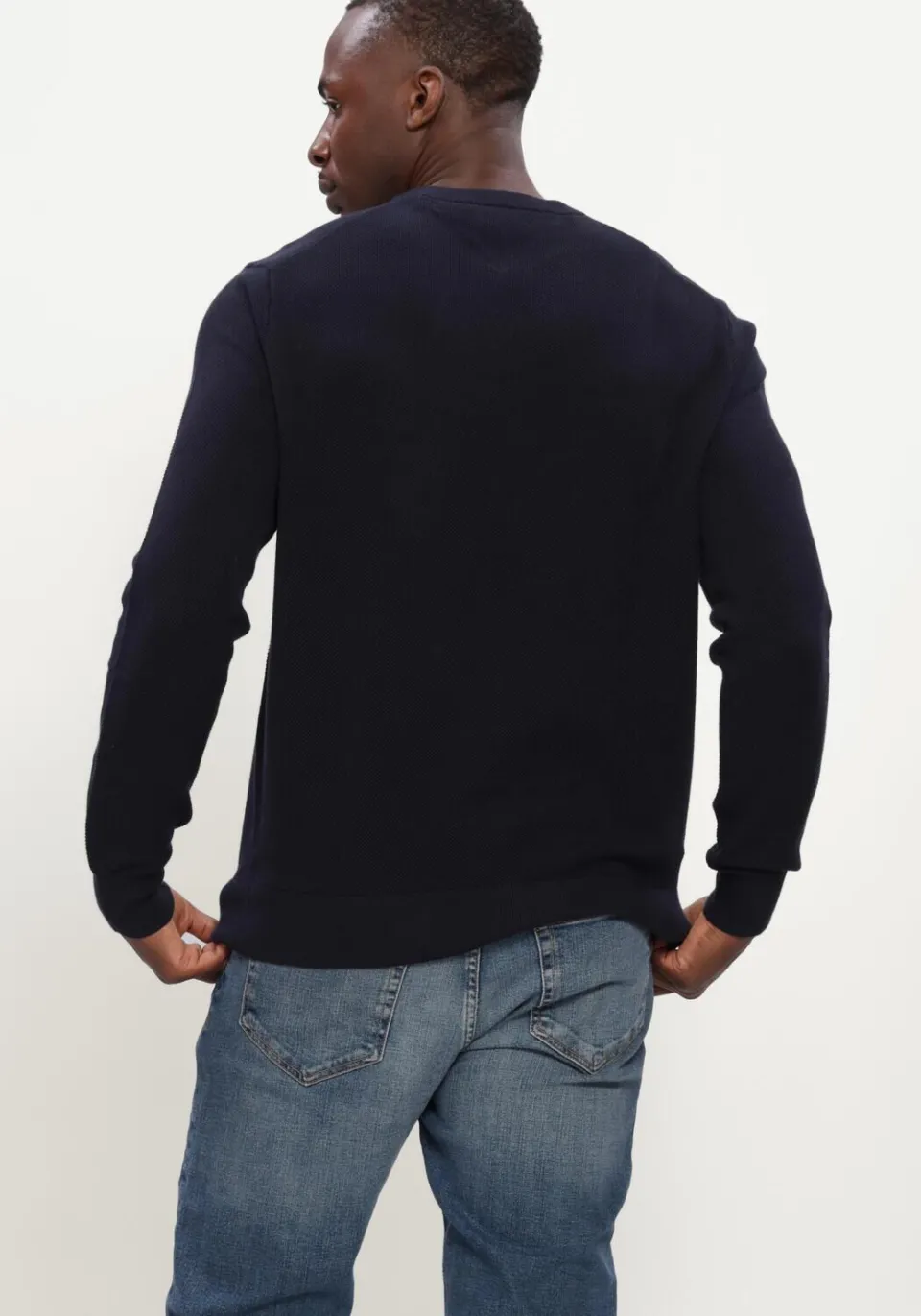 Tommy Hilfiger katoenen regular fit gebreide trui - donkerblauw, foto 5