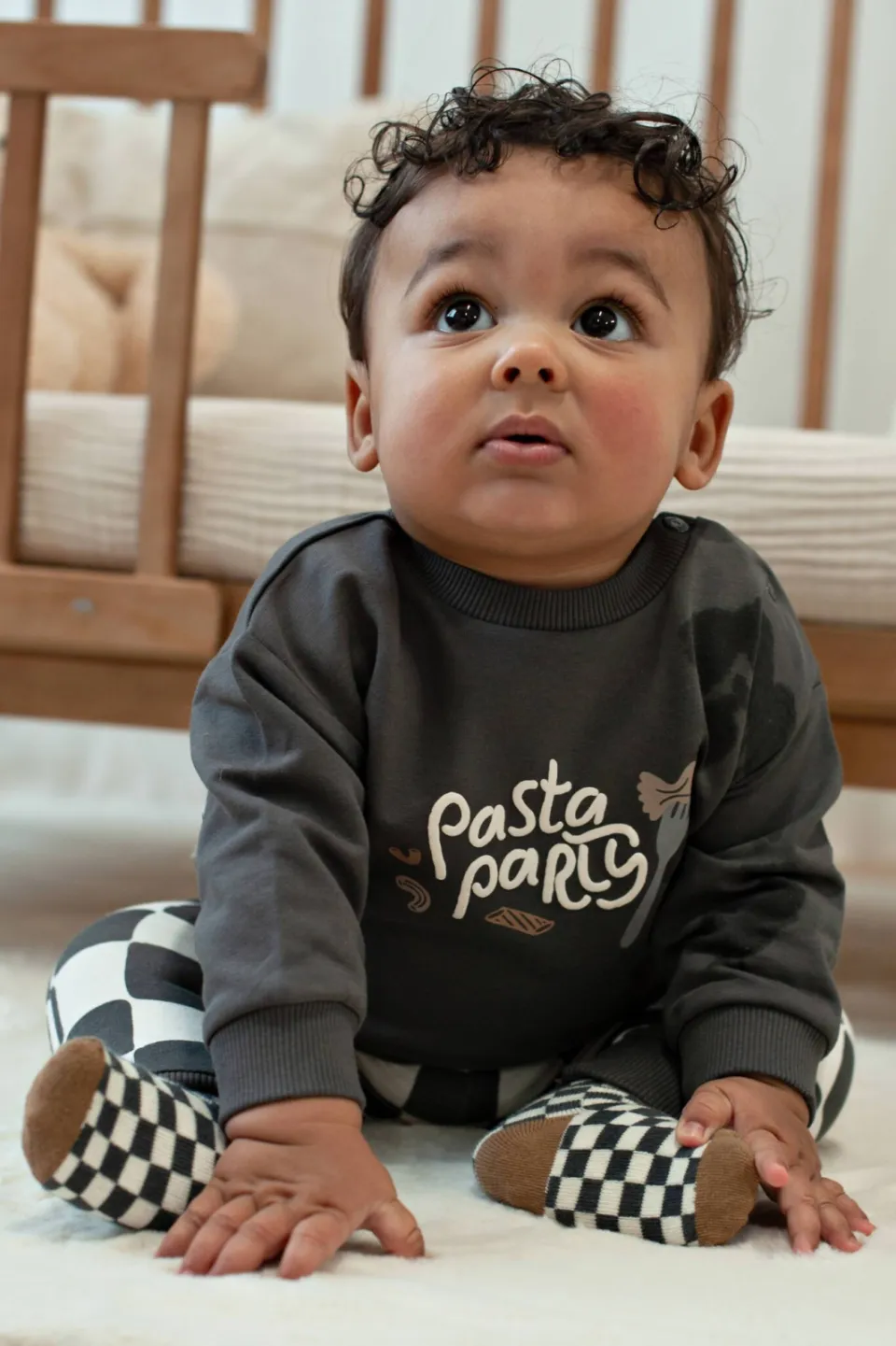 Feetje sweater Pasta Party antraciet/offwhite/camel, foto 6