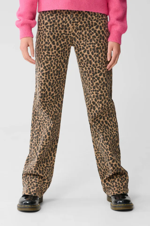 Shoeby high waist straight leg broek met panterprint bruin, foto 5