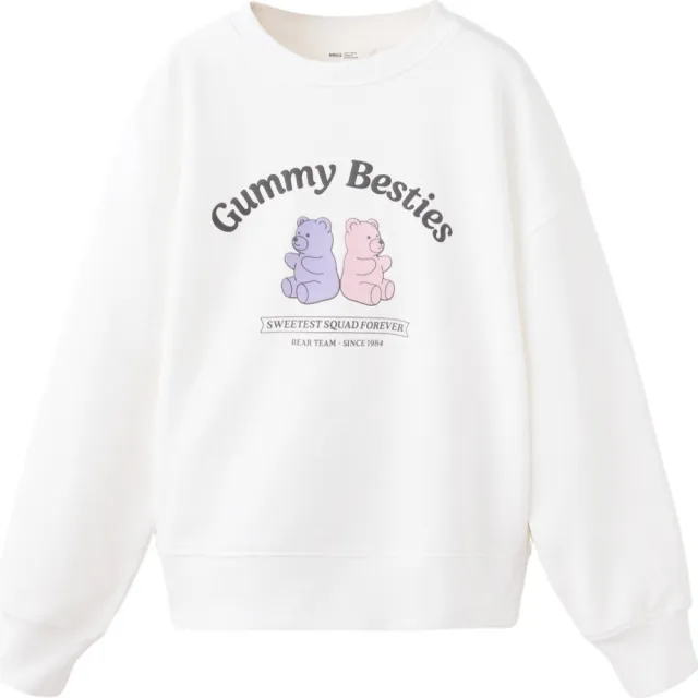 Mango Kids katoenen sweater met print - wit