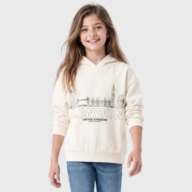 s.Oliver hoodie met print - ecru