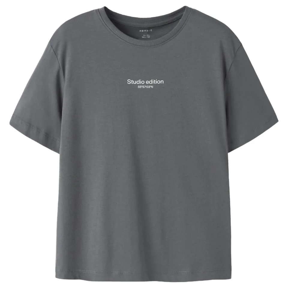 NAME IT T-shirt donkergrijs lava smoke-w. jet stream print, foto 2