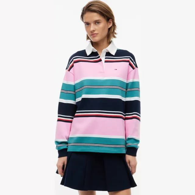 Tommy Jeans gestreepte sweater marineblauw Marineblauw/ roze