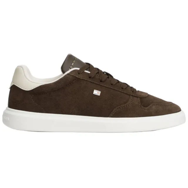 Tommy Hilfiger suède sneakers met logo - bruin