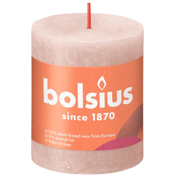 Bolsius rustieke stompkaars 7x8 cm misty pink
