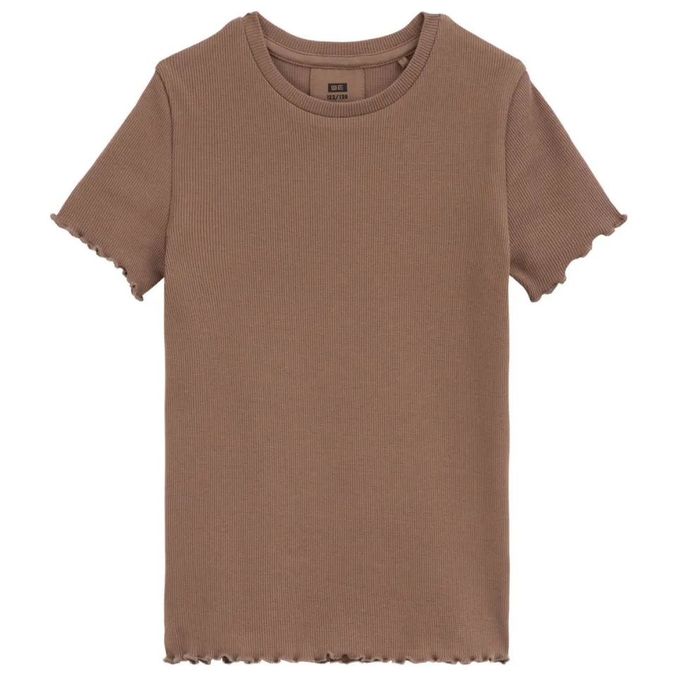WE Fashion T-shirt met ruches taupe, foto 2