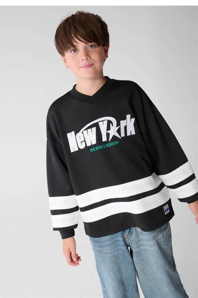Shoeby oversized sweater met print - zwart
