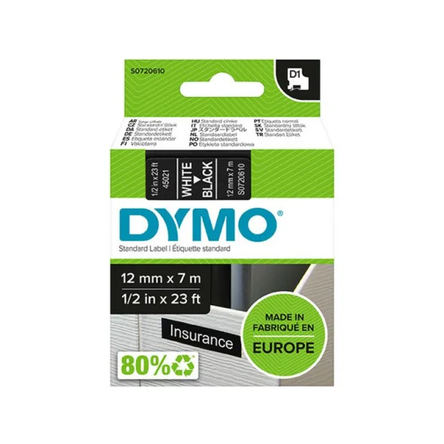 Dymo 45021 (S0720610) Tape Wit op zwart (12 mm), foto 2