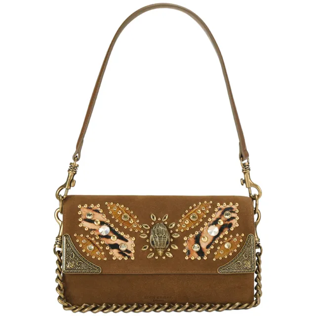 Kurt Geiger suède schoudertas Sloane cognac Bruin