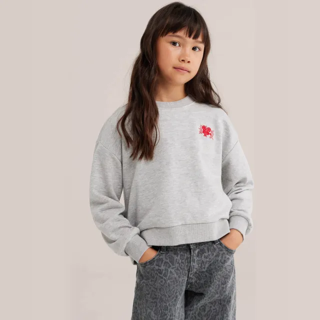 WE Fashion sweater met tekst - grijs