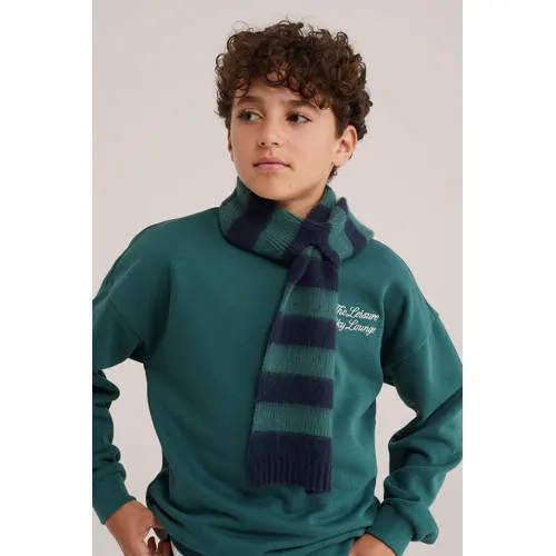 WE Fashion gestreepte sjaal donkerblauw donkergroen, foto 3