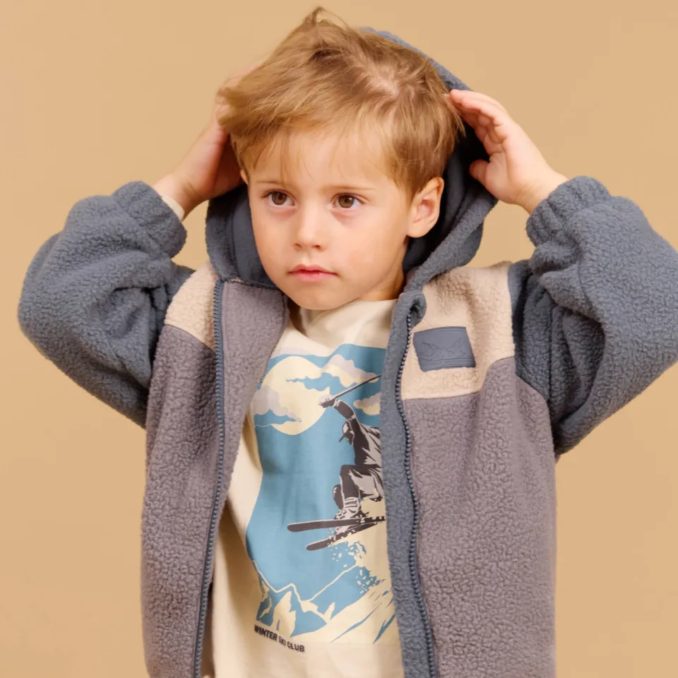 Wheat longsleeve met print beige Beige/blauw