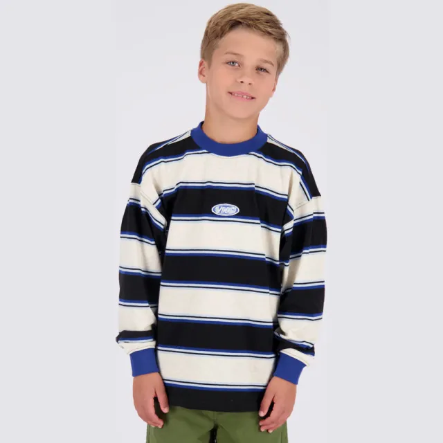 Vingino gestreepte longsleeve zwart Zwart/hardblauw/ecru