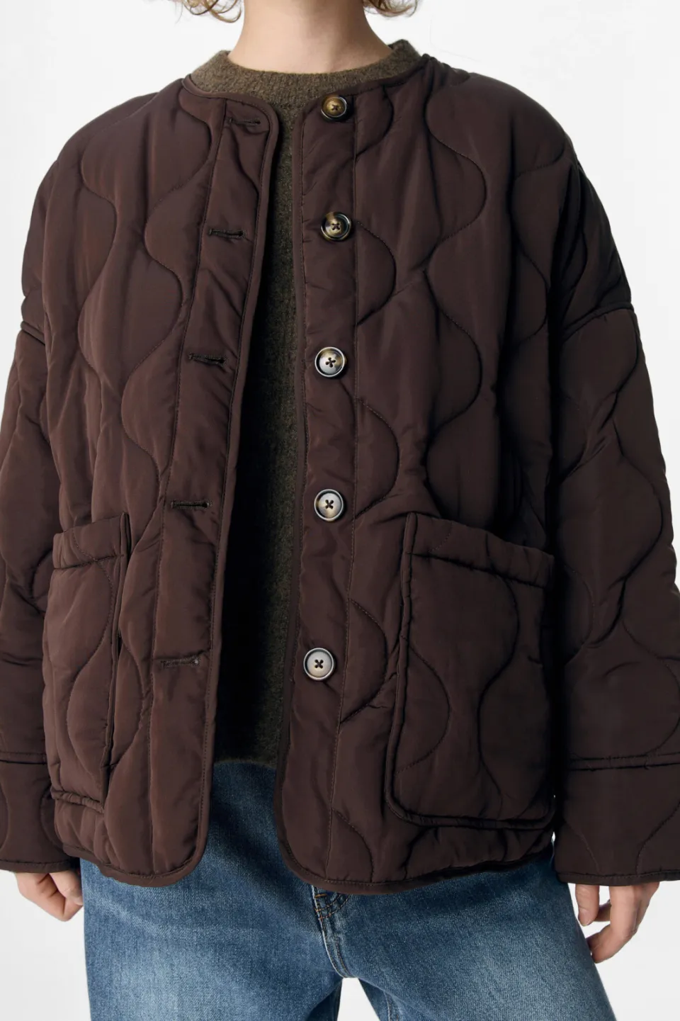 Object Allie quilted jas bruin, foto 4