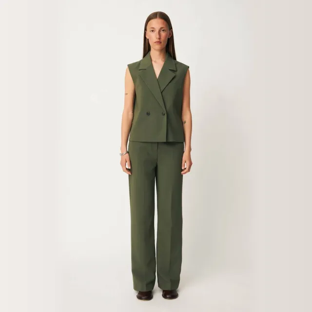 Modström high waist straight leg broek - groen Olijf