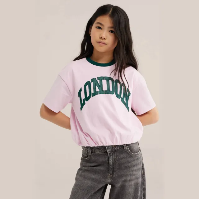 WE Fashion T-shirt lichtroze met print lichtroze/donkergroen, foto 4