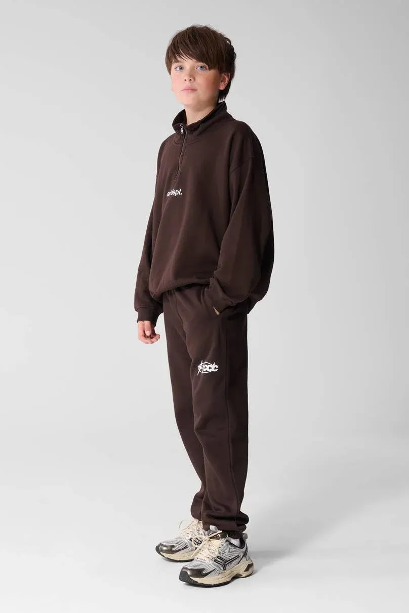 Shoeby Culture joggingbroek met tekst donkerbruin