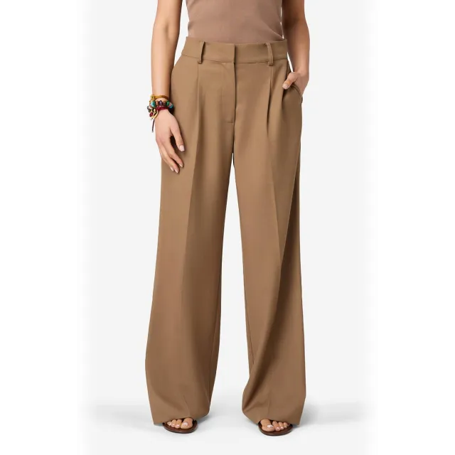 Ibana wide leg high waist broek met wol lichtbruin bruin, foto 3