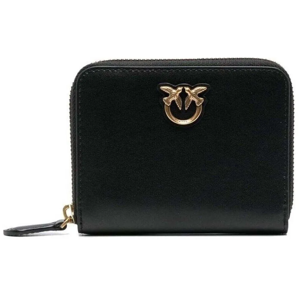 Pinko Liefde vogels Zip Around Compacte Portemonnee Zwart