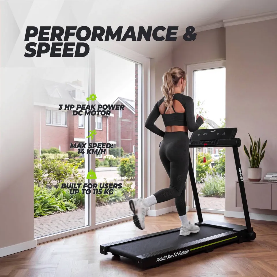 Virtufit opvouwbare loopband Run Fit zwart/groen/wit, foto 6