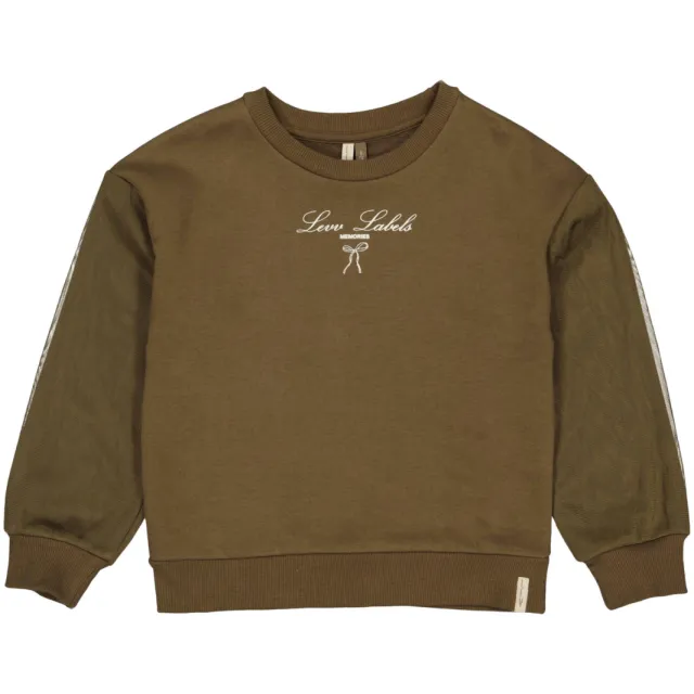 LEVV sweater met tekstprint - olijfgroen