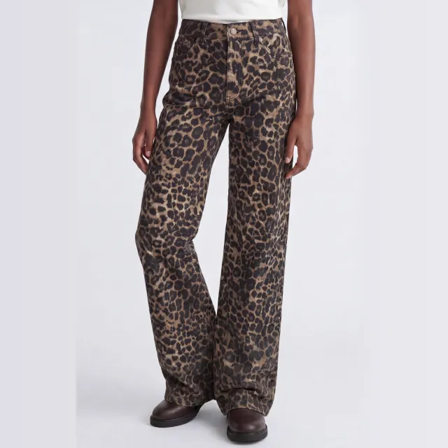 JJXX GIRL wide leg broek met panterprint bruin, foto 4