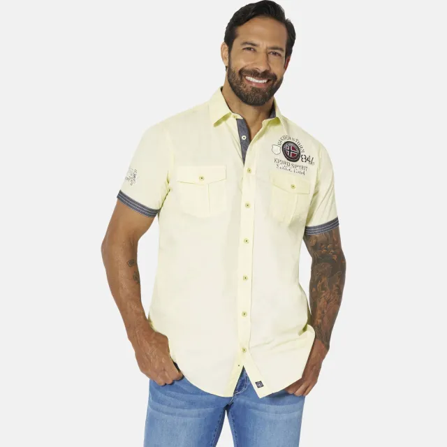 Jan Vanderstorm +FIT Collectie loose casual overhemd Plus lichtgeel