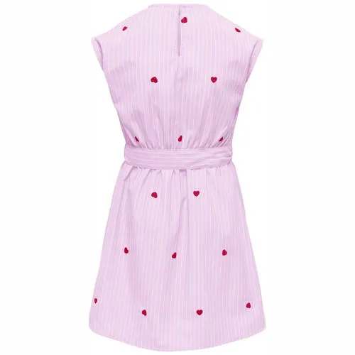 Only gestreepte korte jurk met hartjes roze, foto 2