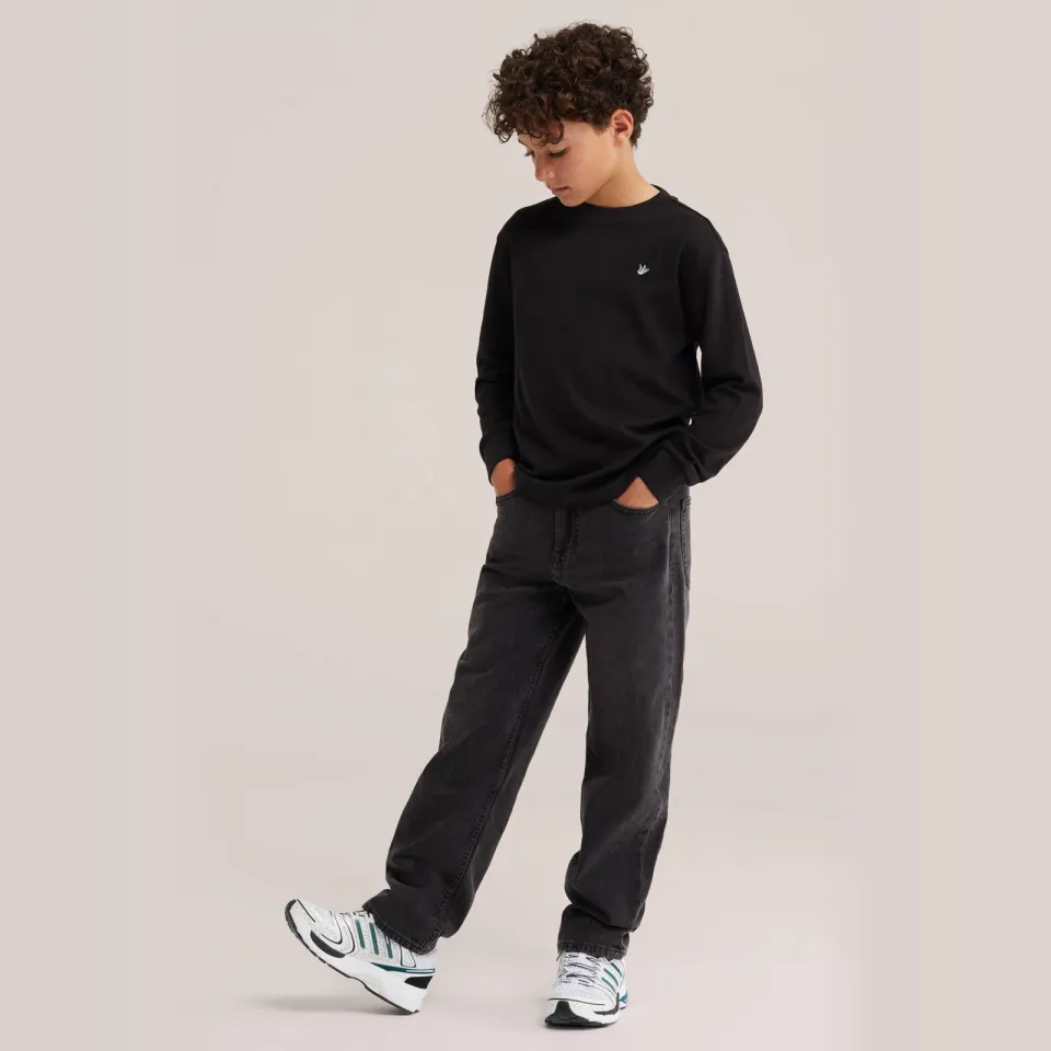 WE Fashion Blue Ridge loose fit jeans - zwart Black denim