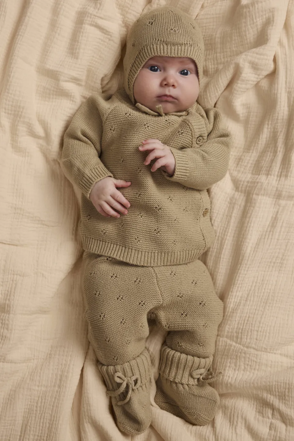 Lil' Atelier BABY katoenen gebreide trui - beige