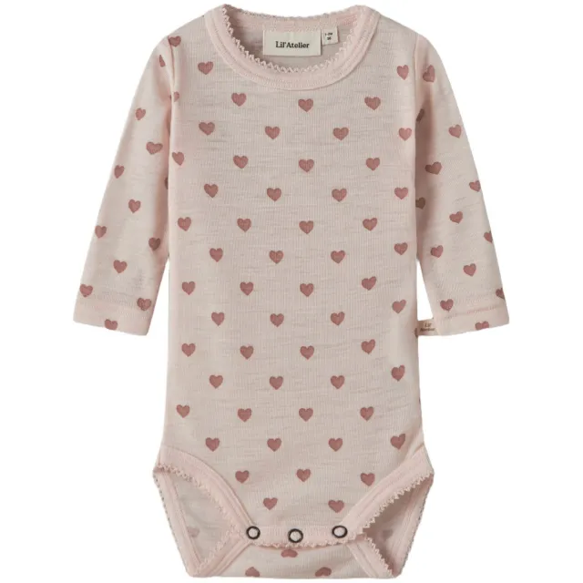 Lil' Atelier BABY wollen romper - beige/roze, foto 2
