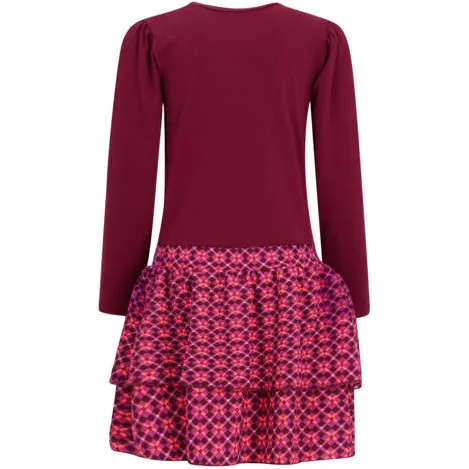 B.Nosy midi jurk met print donkerrood donkerrood/roze, foto 3