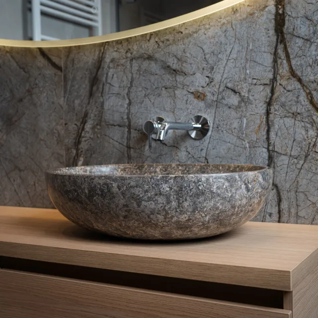 Loutro Waskom Loutro Elleni T Rechthoek 57x40.5x13.5 cm Marmer Taupe Loutro Bruin