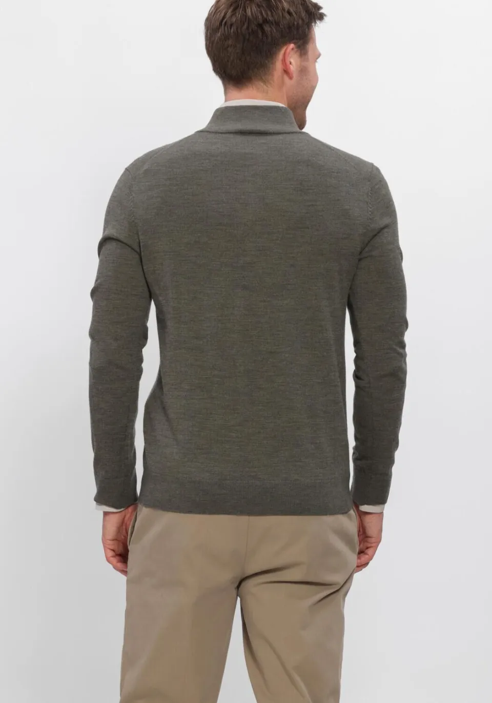 Profuomo wollen regular fit gebreide trui - donkergroen, foto 6