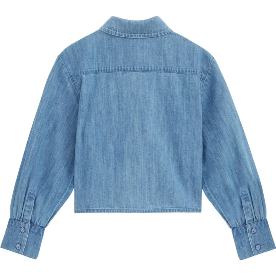 WE Fashion Blue Ridge denim blouse met borduursels middelblauw, foto 3