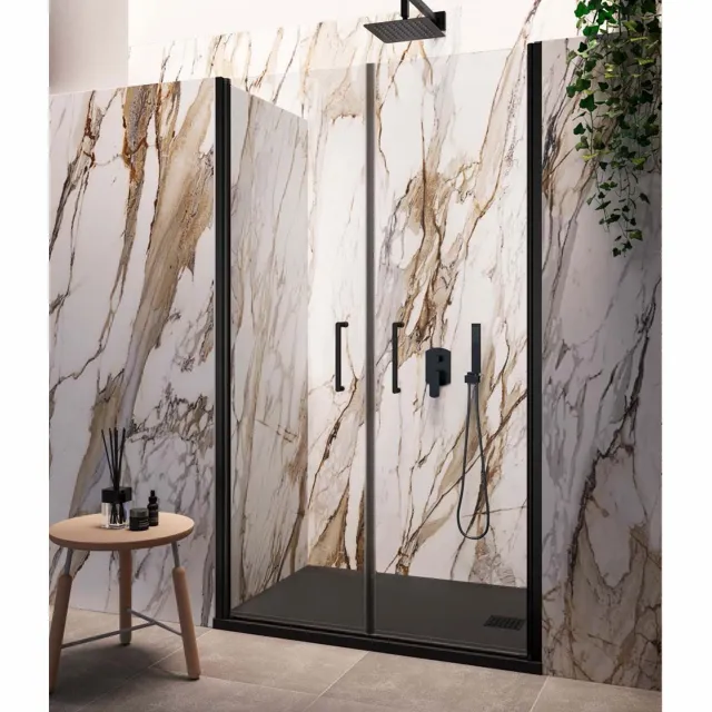 Lacus Nisdeur Lacus Giglio Evo Saloon 2 Klapdeuren 140x200 Cm Helder Glas Mat Zwart