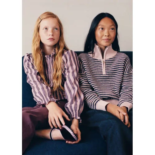 Mango Kids katoenen gebreide gestreepte trui - lila/donkerblauw, foto 4